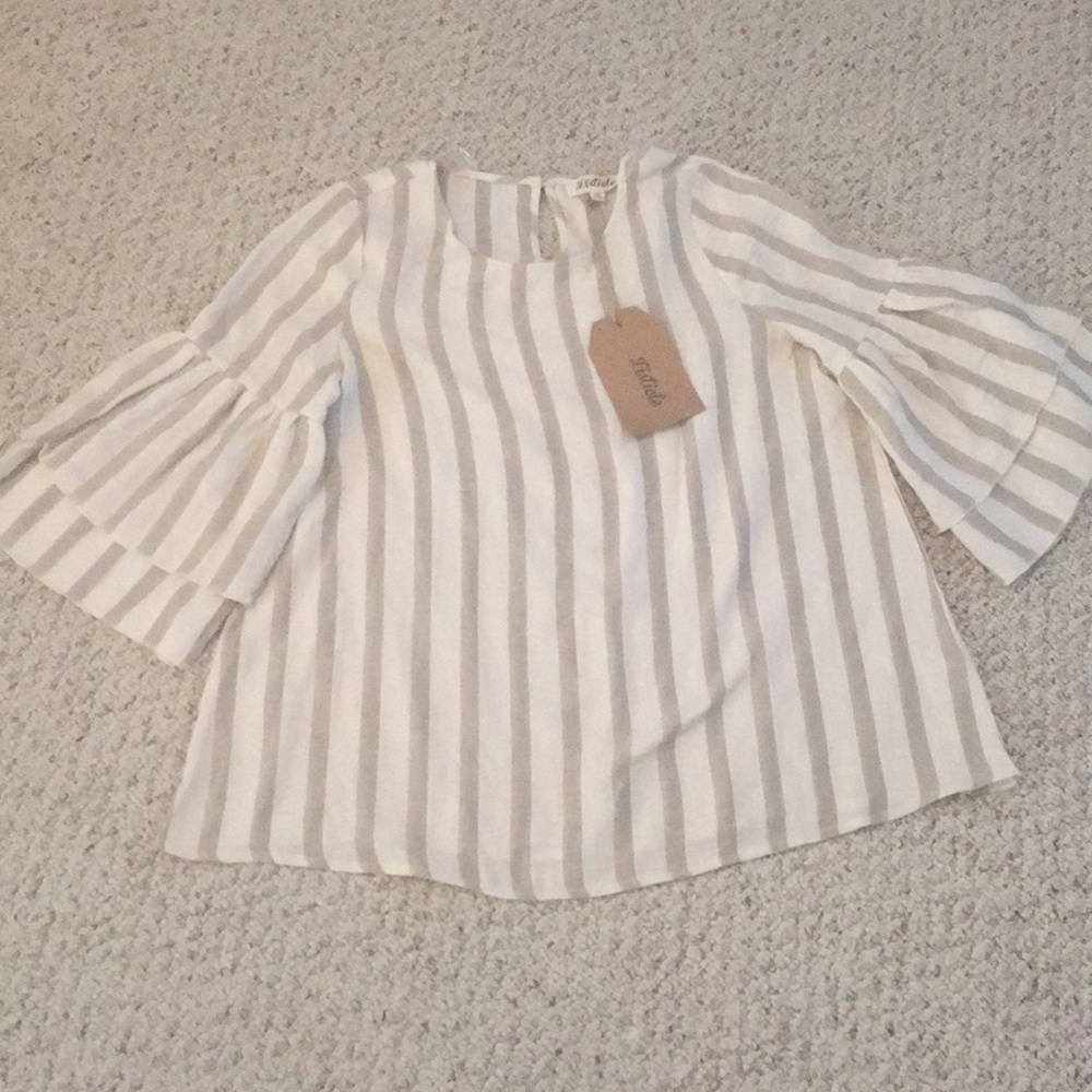 NWT Taupe Ruffle Top